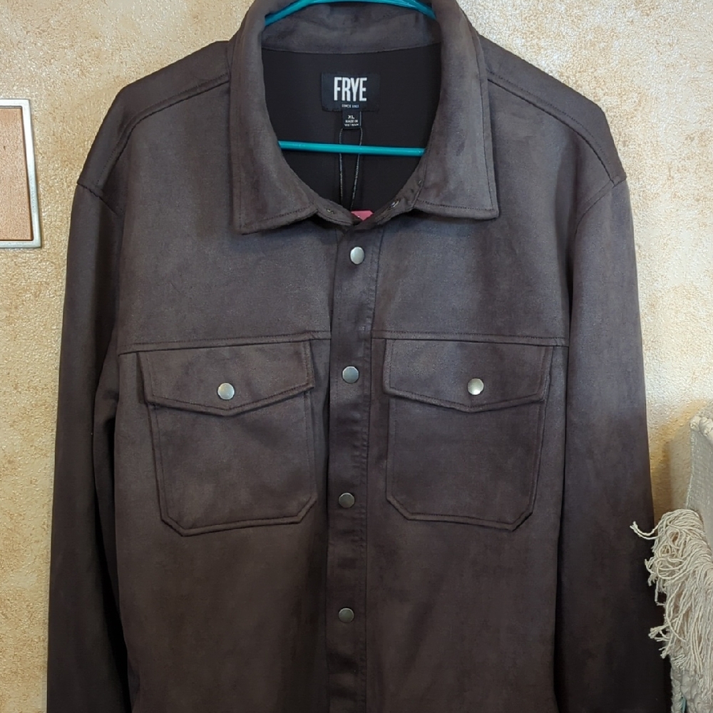 Frye NWT XL Faux Suede Men's Button Up